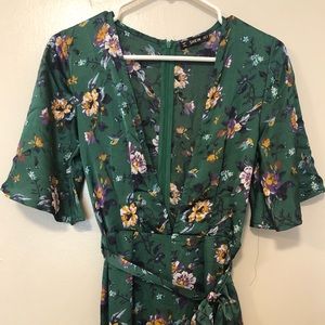 Green Patterned Jumpsuit